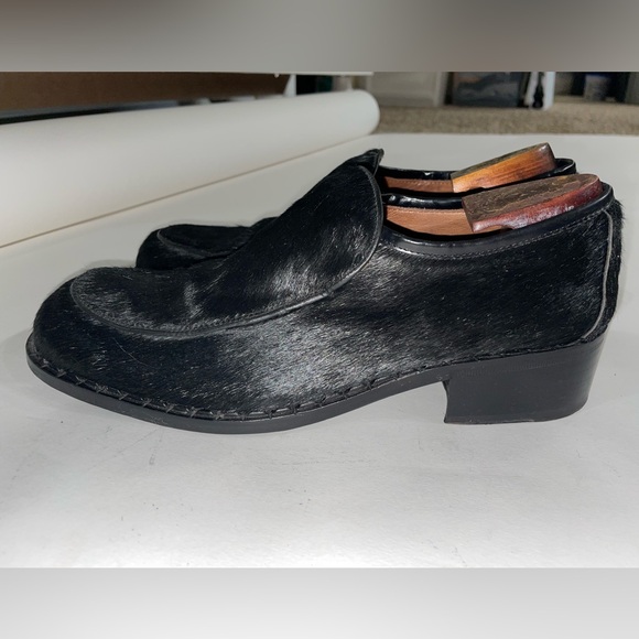 Black Haircalf Slip-On Loafers